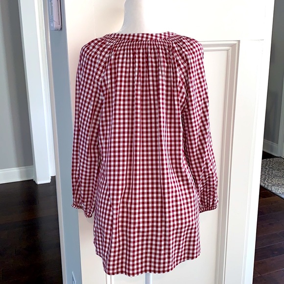 Crown & Ivy Burgundy Gingham Plaid Shirt M - Picture 4 of 6